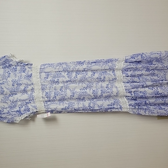 Taylor Blue and White Floral Maxi Tiered Prairie Dress women's Sz 10. New - Picture 4 of 10